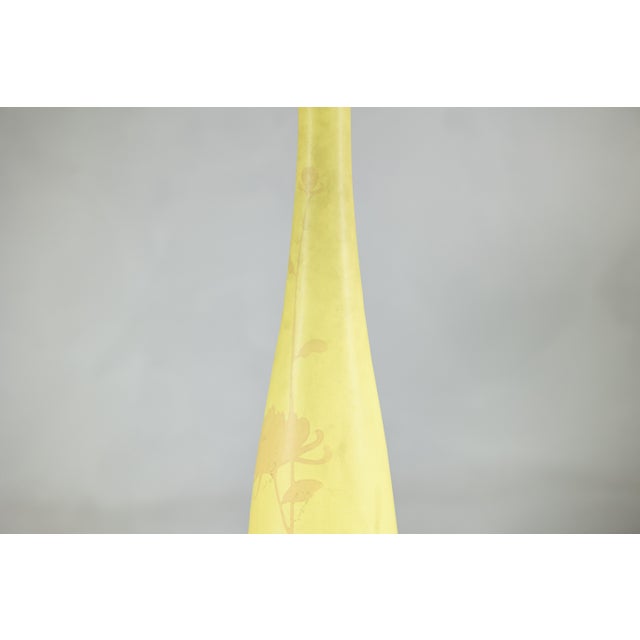 Artisan Tall Yellow Ceramic Vase with Hand-Painted Floral Motif, Sold As Is For Sale In New York - Image 6 of 18