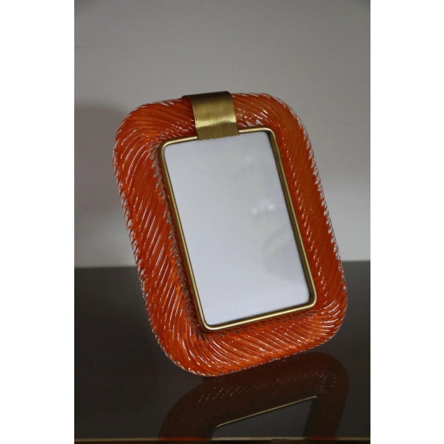 Orange Twisted Murano Glass and Brass Photo Frame, 2000s For Sale - Image 14 of 15