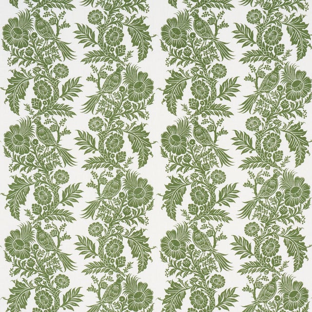 SAMPLE - Schumacher X Marie-Anne Oudejans Raven Woods Fabric In Green For Sale