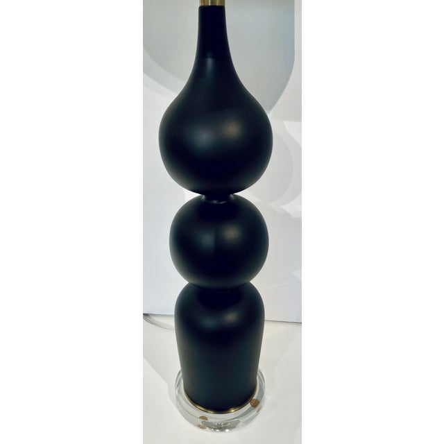 Modern Modern Black Caviar Table Lamp Pair For Sale - Image 3 of 6