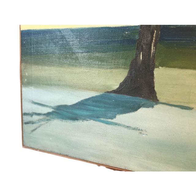 Blue 1960s Genevieve "Gen" Ash "Requiem" Modernist Landscape Oil Painting For Sale - Image 8 of 8