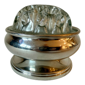 Vintage Etain Reims France Crystsal & Silverplated Flower Frog