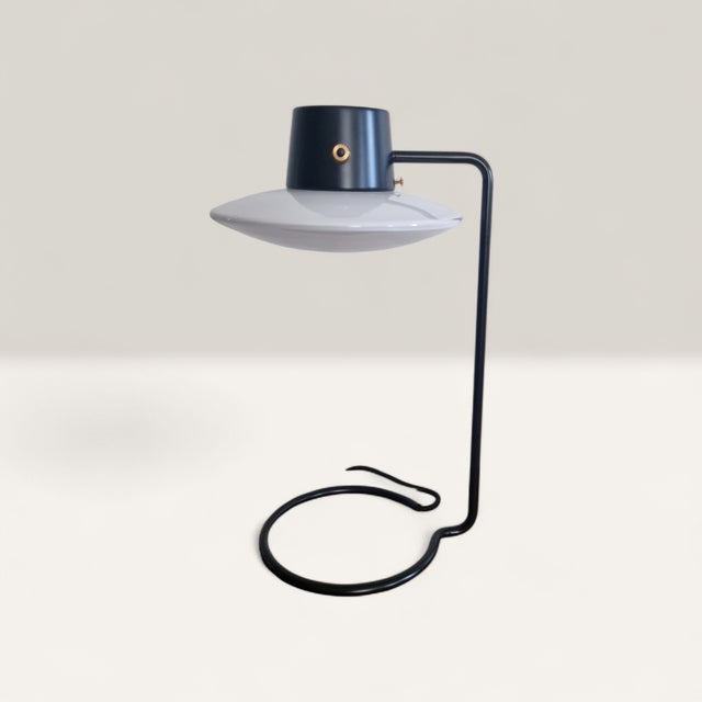 Oxford A.J. Lamp in Black Steel and Opal Blown Glass by Arne Jacobsen for Louis Poulsen, 1963 For Sale - Image 6 of 18