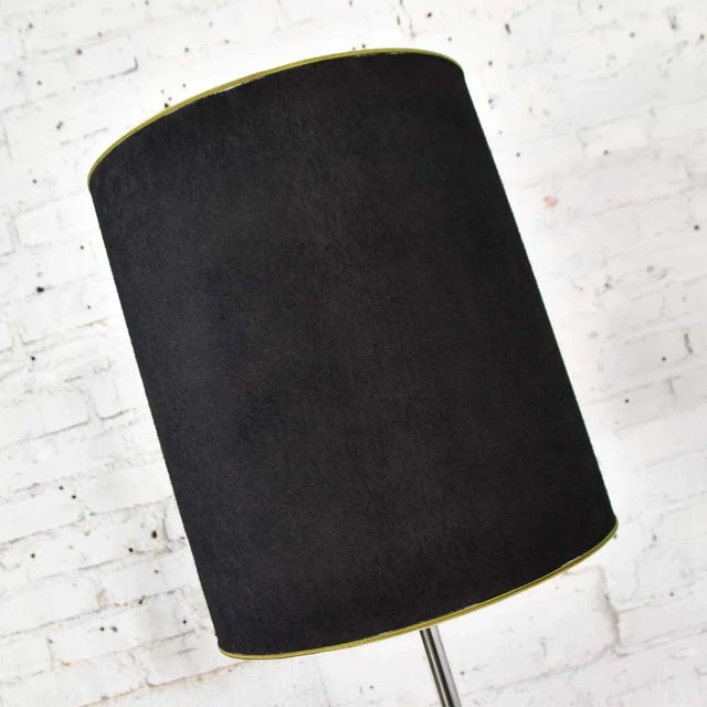 Metal Mid 20th Century Mid-Century Modern Floor Lamp Chrome Cylinder With Attached Glass Side Table Style of George Kovacs For Sale - Image 7 of 13