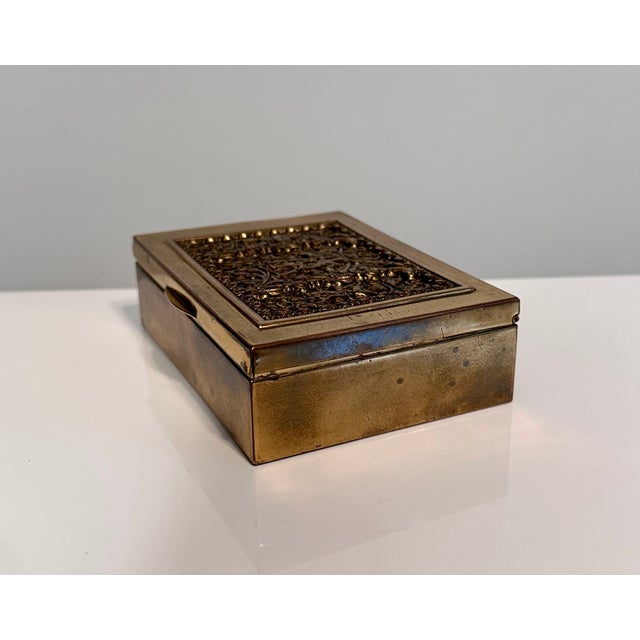 Wood Small Art Nouveau Brass Cigarette Case from Erhard & Söhne, Germany, 1930s For Sale - Image 7 of 13