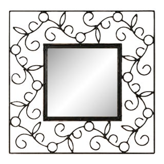 Vintage Wrought-Iron Scroll Accent-Mirror | Black Vine Ornate Gothic Style For Sale