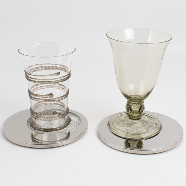 Mid-Century Modern 1970s Willy Rizzo Style Ice Effect Lucite and Chrome Coasters, 9 pieces For Sale - Image 3 of 13