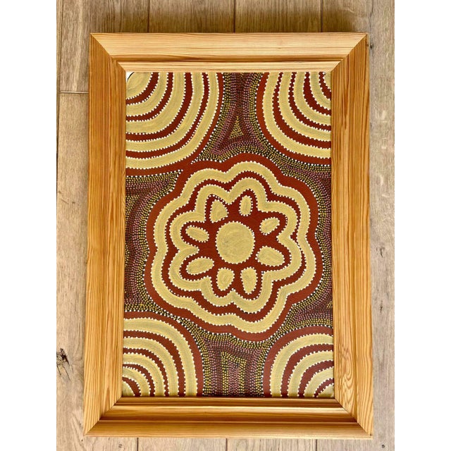 Nice pair of smaller Aboriginal paintings. Titled: 'Women Ceremony' Artist: unknown Acrylic on canvas. Professionally...