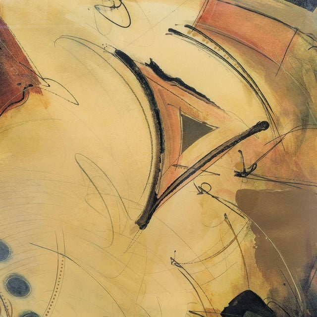 This eye-catching painting by Daniel Kime features abstract shapes and vibrant colors, making it a striking statement...