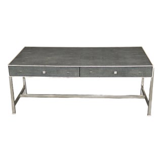 Maitland Smith Art Deco Style Metal Faux Shagreen Coffee Table For Sale