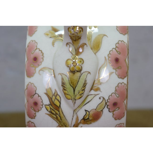 Antique 19th Century Hungarian Zsolnay Pecs Porcelain Faience Ewer Pitcher 16" For Sale - Image 6 of 15