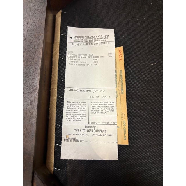 1980s Set of 10 Kittinger Mahogany Chippendale Dining Chairs With Gold Damask Fabric For Sale - Image 18 of 18