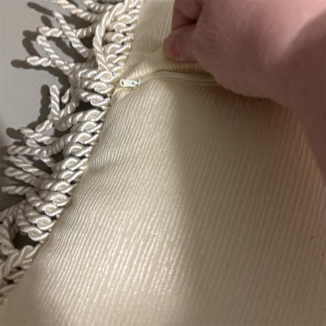 french country decorative lumbar pillow with hidden zipper 12x18 fringe embellishments