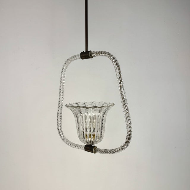 Gold Murano Glass Pendant Lamp from Barovier Toso, 1940s For Sale - Image 8 of 13
