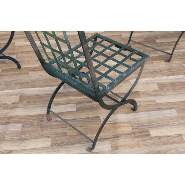Vintage Set of 4 Hervé Baume French Wrought Iron Folding Patio Chairs, 1970s For Sale - Image 17 of 18