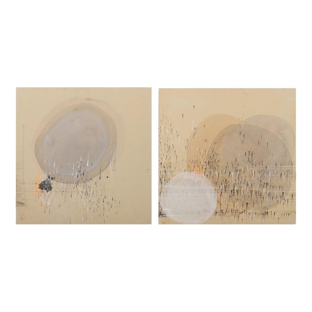 Abstract Composition Diptych Mixed Media on Board For Sale