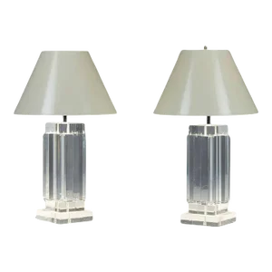 Pair of 1970s Lucite Table Lamps Attb to "Les Presmatiques"