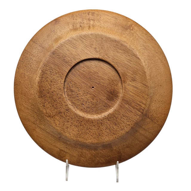 Wood Blond Wood Hand Turned Charcuterie Cheese Platter Round 12.5in For Sale - Image 7 of 7