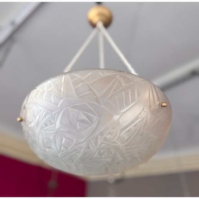 Art Deco Pendant Lights with Electrified Cords from Verrerie D'art Degué, 1930s, Set of 2 For Sale - Image 17 of 18