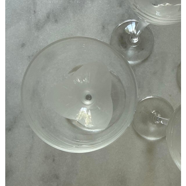 Vintage Bohemia Lre Frosted Crystal Glasses - Set of 4 For Sale In Austin - Image 6 of 8