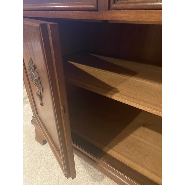 Vintage Exquisitely Unique Black Forest Style Carved Oak Old European German Buffet/Sideboard For Sale In Denver - Image 6 of 12