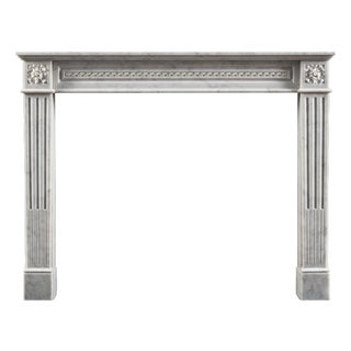 French Louis XVI Style Carrara Marble Fireplace Surround For Sale