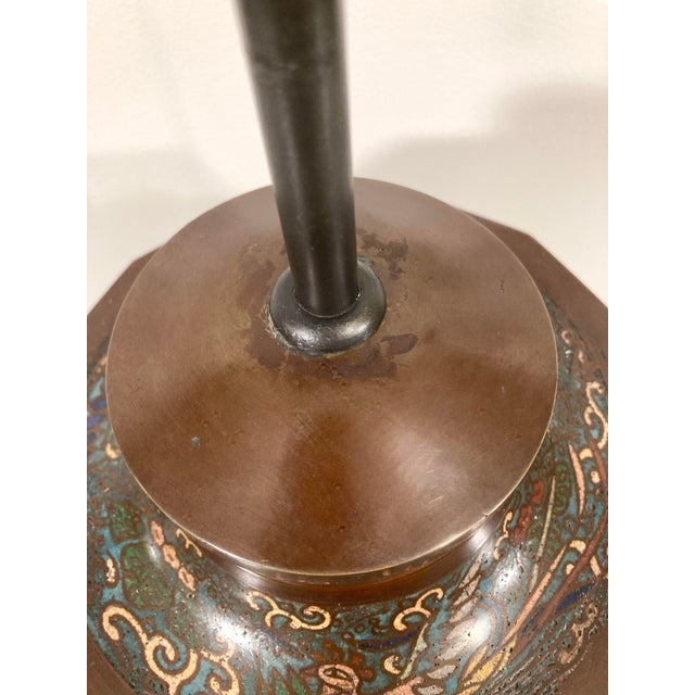 Early 19th Century Early 19th Century Large Meiji Japan Bronze Champlevé Onagadori Urn Table Lamp For Sale - Image 5 of 5