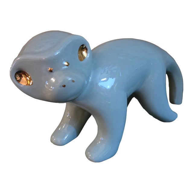 Vintage Green Monkey Figurine With Gold Accents For Sale