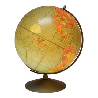 Mid-Century American Modern Illuminated 12" Library Globe by Replogle For Sale