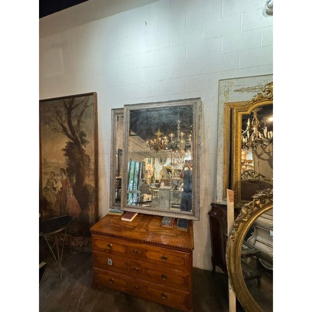 Glass Jansen Design Distressed Eglomise’ Silver Leaf Mirrors For Sale - Image 7 of 7