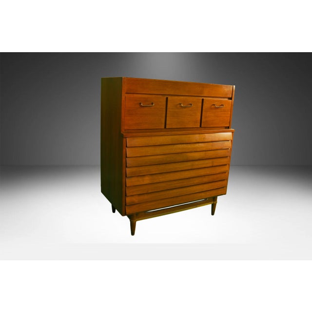 American of Martinsville HighBoy Dresser Chest Mid-Century Modern For Sale - Image 10 of 16