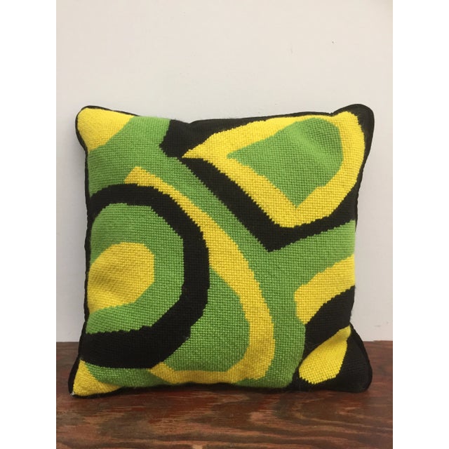 1990s Velvet and Wool Embroidered Pillow For Sale - Image 5 of 5