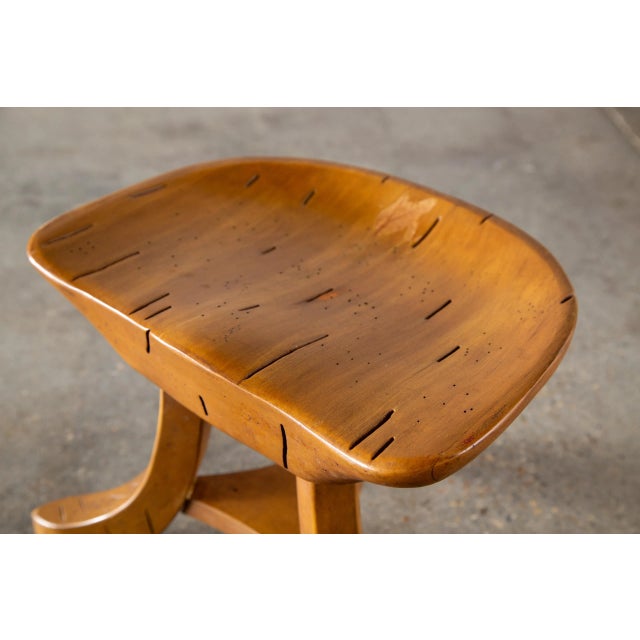Mid-Century Modern 1966 Madison Park Ambrosia Maple Thebes Style Stool Adolf Loos For Sale - Image 3 of 10