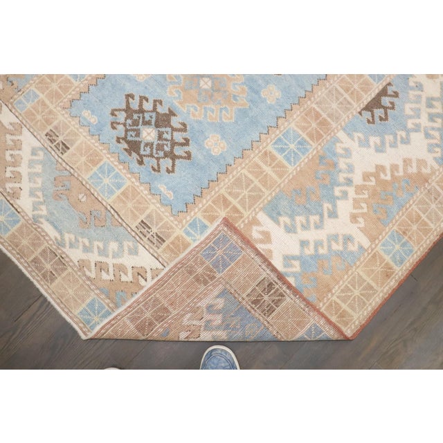 Textile Sky Blue Turkish Konya Rug rug no.j4306 For Sale - Image 7 of 7