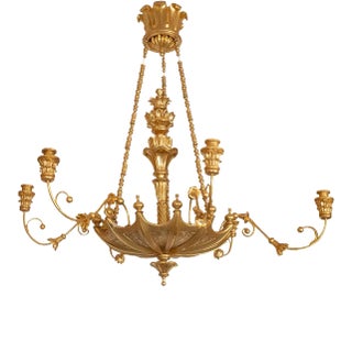 Giltwood Umbrella Motif Chandelier by Carlos Villegas For Sale