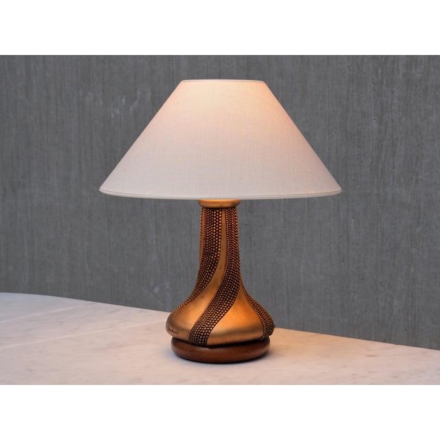 Bronze Table Lamp with Beaded Texture by Giovanni Ottaviani, Italy, 1960s For Sale - Image 4 of 11