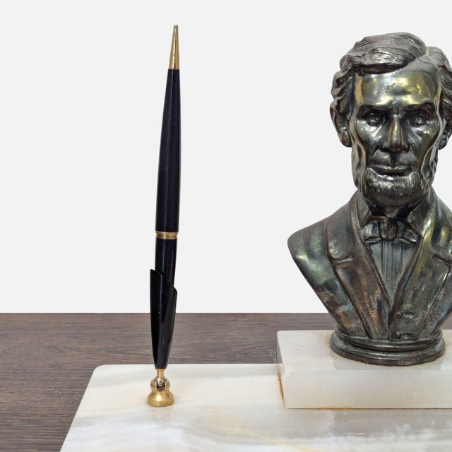Vintage Marble Pen Set With Lincoln Bust For Sale In San Francisco - Image 6 of 9