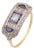 Early 20th Century Edwardian Old Mine Cut Diamond Sapphire 18k Yellow Gold Ring, Size 6.75 For Sale