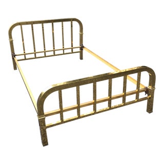 1940s Hollywood Regency Full Size Brass Bed For Sale