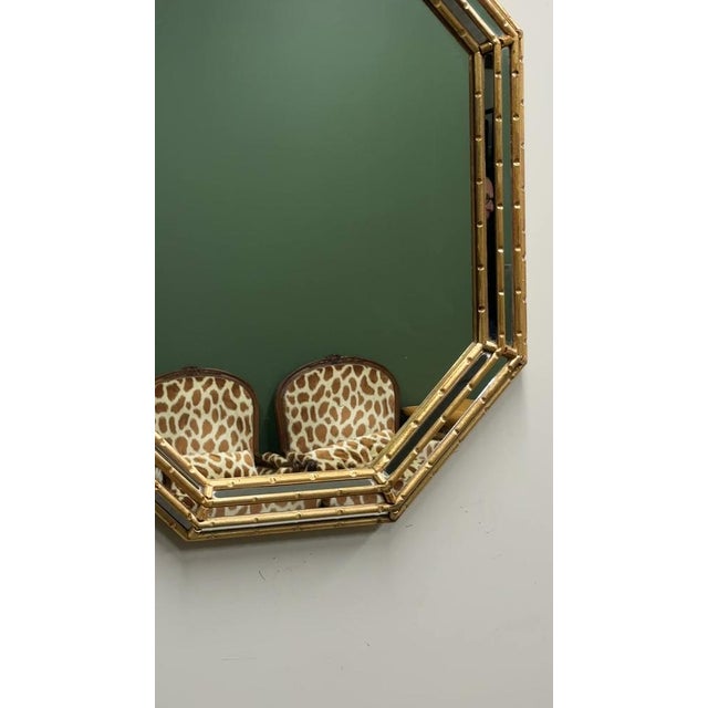 Vintage Faux Bamboo Gilt Mirror, 1980s. For Sale - Image 10 of 11