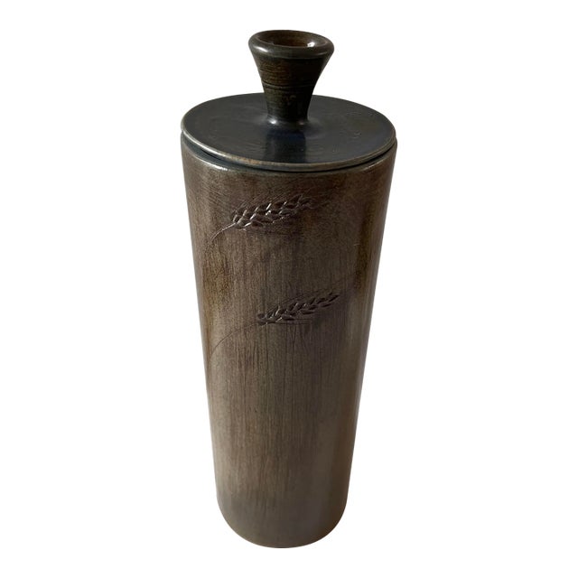 Vintage Mid Century Ceramic Silo Lidded Jar For Sale