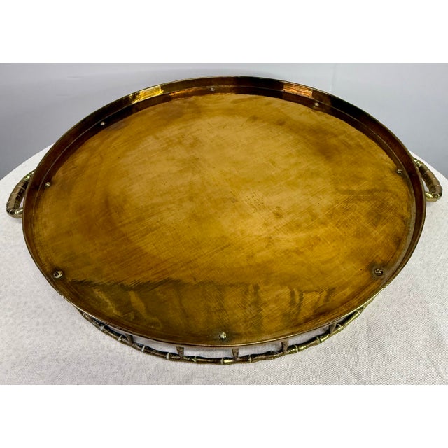 Mid-Century Modern Vintage Large Round Brass Tray For Sale - Image 3 of 12