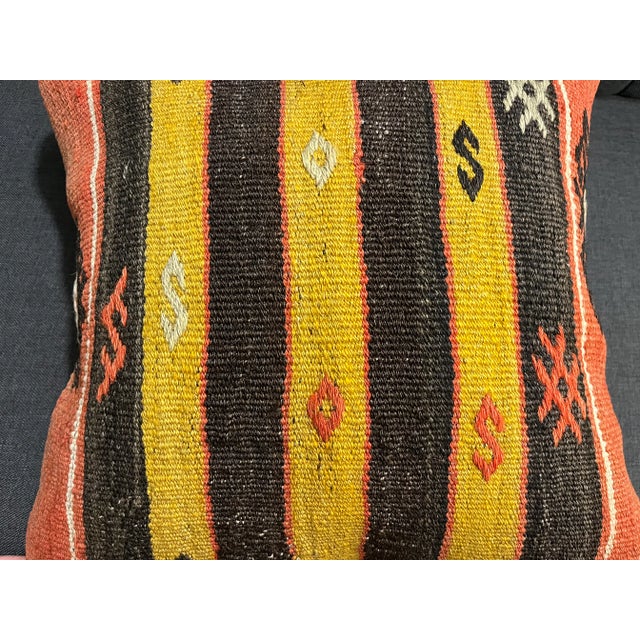 Yellow Decorative Pillow Cover Made from Vintage Kilim For Sale - Image 8 of 10