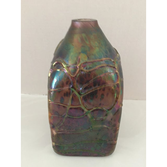 American Vintage Brent Cox Iridescent Art Glass Vase For Sale - Image 3 of 8
