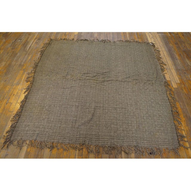 Taupe 1920s Multi Geometric Modernist Antique Shawl Rug 5' 6'' X 5' 8'' Wool Knotted Carpet For Sale - Image 8 of 9