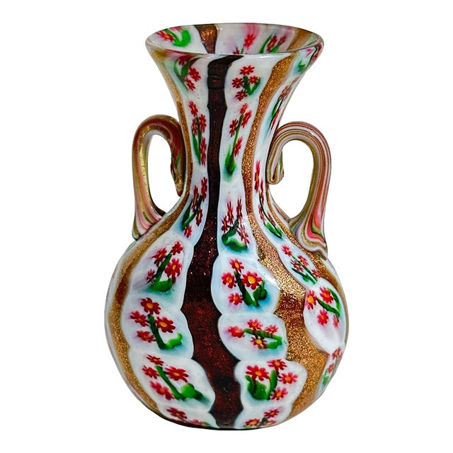 Vittorio Zuffi for Fratelli Toso Murano Flower Cane Murrine Cabinet Vase For Sale