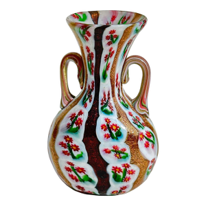 Vittorio Zuffi for Fratelli Toso Murano Flower Cane Murrine Cabinet Vase
