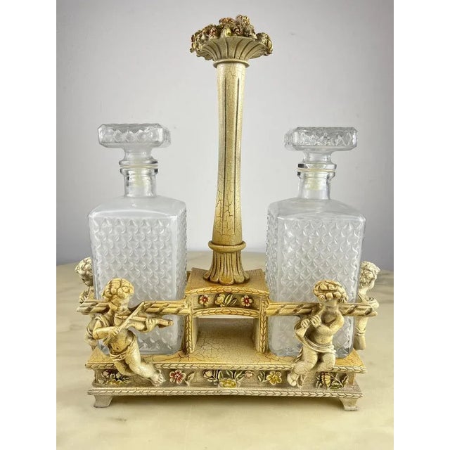 Oil/Vinegar Bottles with Holder, Italy, 1960s, Set of 3 For Sale - Image 12 of 12