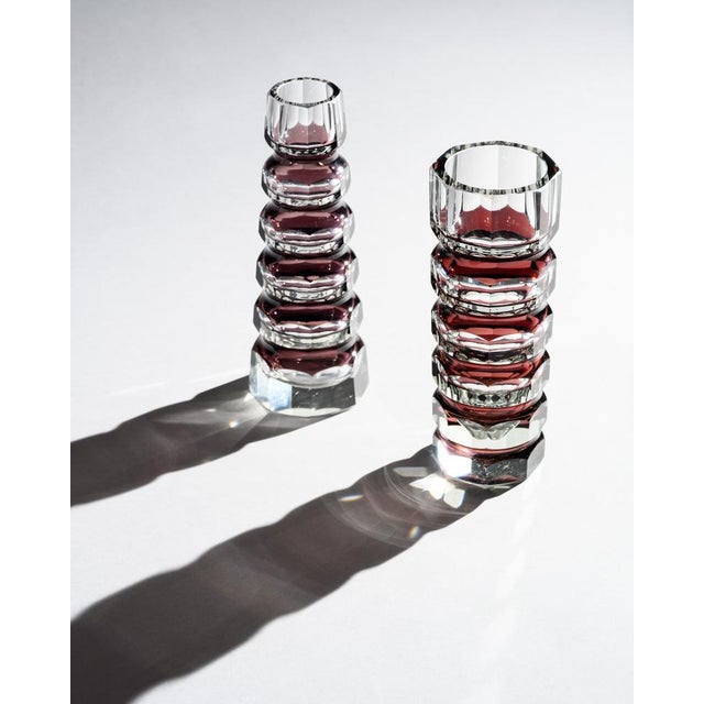 Ruby Red Block Vases from Ilm-Kristall, East Germany, 1970s, Set of 2 For Sale - Image 9 of 18