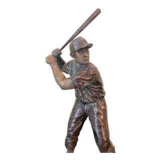 Vintage Maitland-Smith Bronze Patina & Brass Baseball Player For Sale